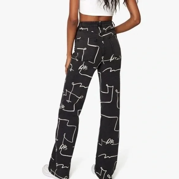 High Rise Wide Scribble Jeans - Picture 2 of 10